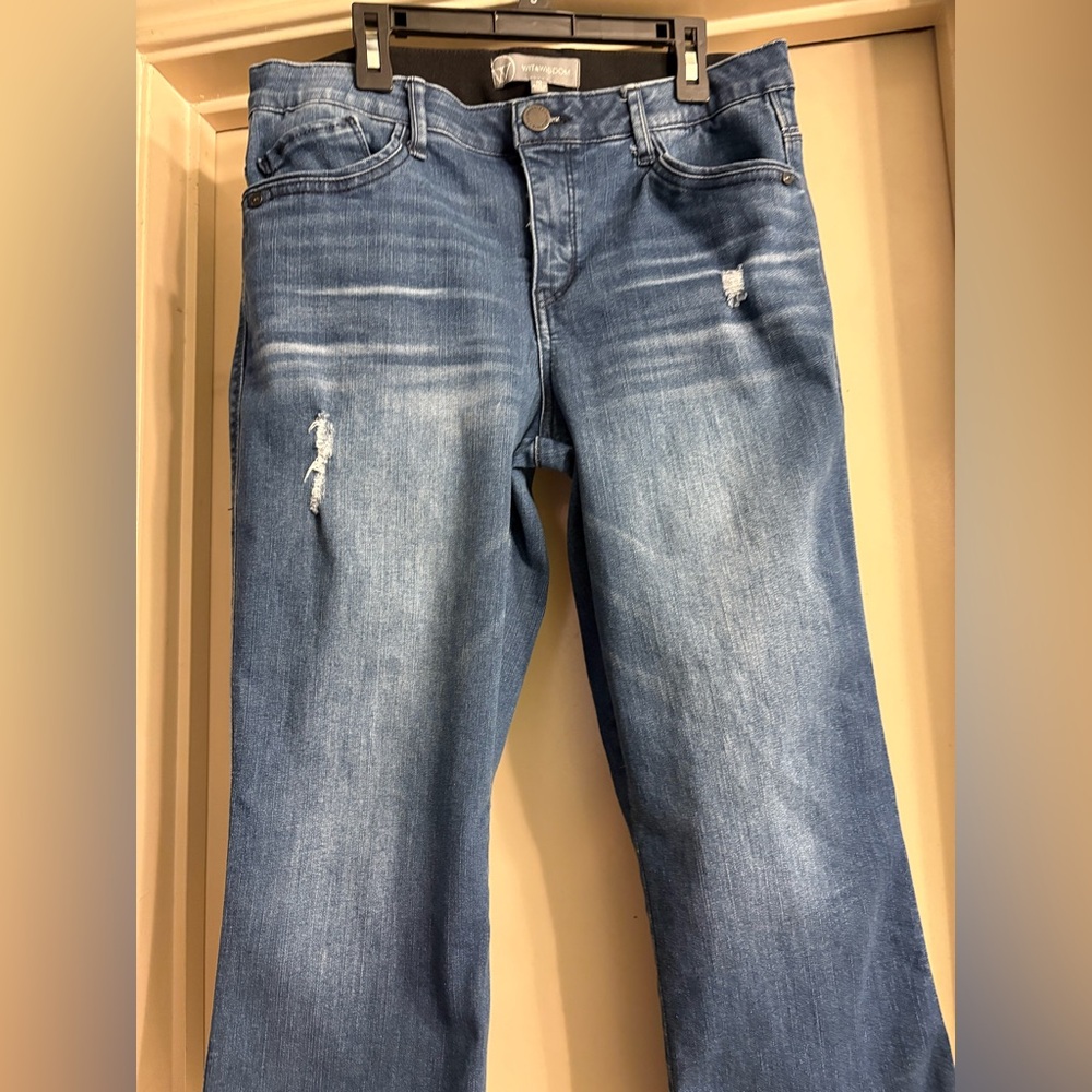 Wit & Wisdom AB Solution Split Hen Kick Flare Distressed Jeans - Picture 6 of 16